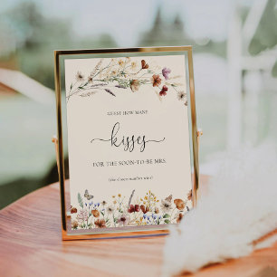 Boho Tiny Wildblume Guest Wie viele Kisses Sign Sockelschild