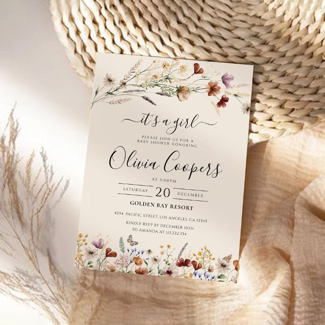 Boho Tiny Wildblume Kinderdusche Einladung (Von Creator hochgeladen)