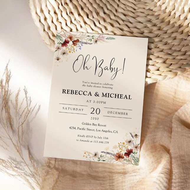 Boho Tiny Wildblume Kinderdusche Einladung (Von Creator hochgeladen)