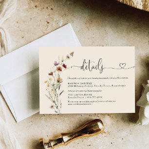 Boho Tiny Wildblume Wedding Details Begleitkarte