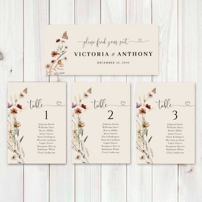 Boho Tiny Wildblume Wedding Head Table Sign (Von Creator hochgeladen)