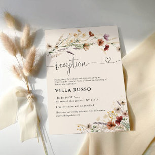 Boho Tiny Wildblume Wedding Reception Begleitkarte