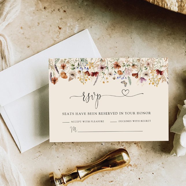 Boho Tiny Wildblume Wedding RSVP Card (Von Creator hochgeladen)