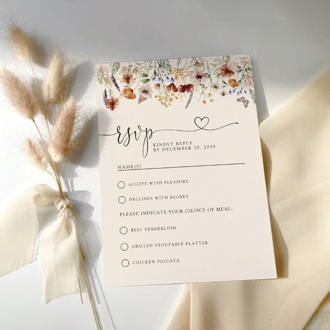 Boho Tiny Wildblume Wedding RSVP Card Karte (Von Creator hochgeladen)