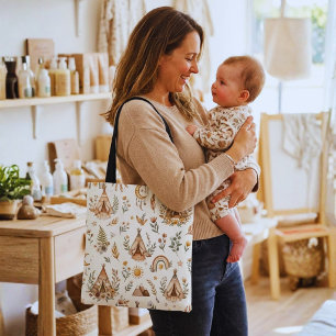 Boho Tipi Baby-Tasche mit individuellem Namen