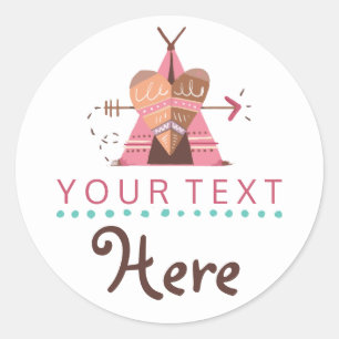 Boho Tipi Stammes-Indianer-Herz- und Pfeil-Boutiqu Runder Aufkleber