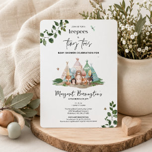 Boho-Tipis und kleine Wald-Füße Babyparty Einladung