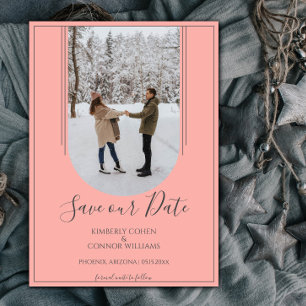 Boho-Torbogen-Foto Save the Date   Koralle