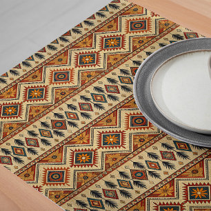 Boho Traditional Tribal Textile Intricate Designs Großer Tischläufer