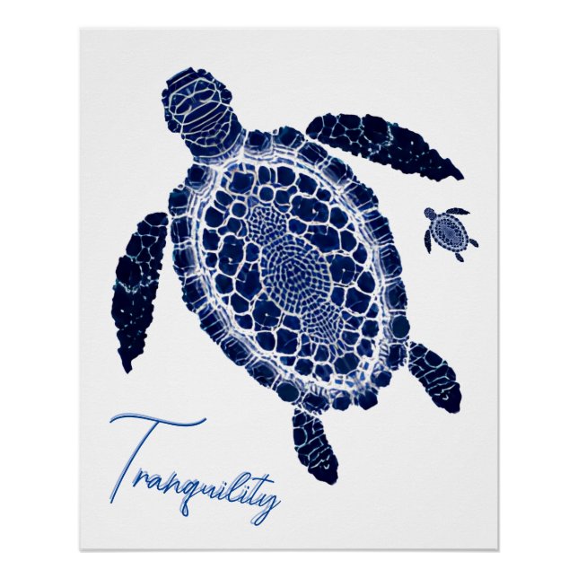 Boho Tranquility Sea Turtle Family Glossy Poster (Vorderseite)