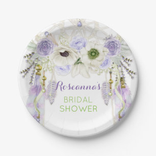Boho Traumfänger-Feder-Stammes- Lavendel Pappteller