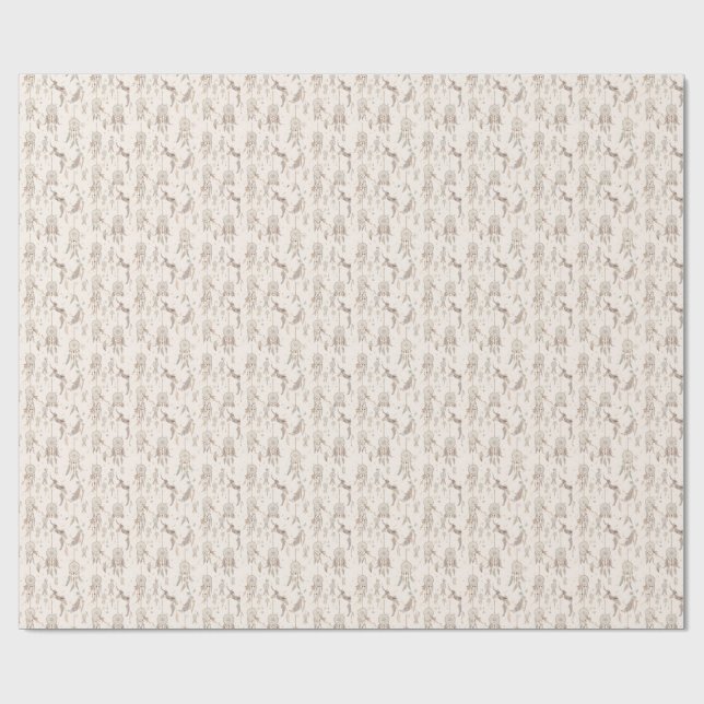 Boho Traumfänger Federn Mond Sterne Geschenk Geschenkpapier (Flach)