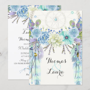 Boho-Traumfänger Watercolor Türkis Einladung
