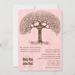 Boho Tree Crabapple Pink Wood grain Einladung