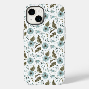 Boho Trendiges Blau Grün Floral Case-Mate iPhone 14 Hülle