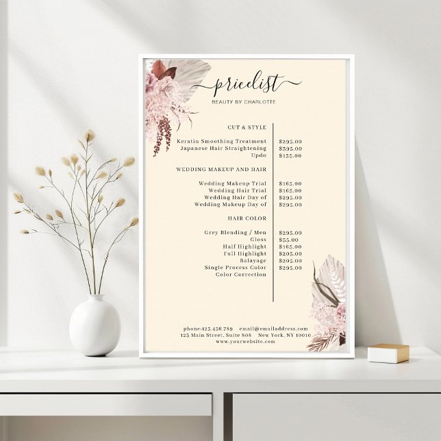 Boho Trendy Beige Pricelist Poster (Boho Trendy Beige Pricelist  Poster)