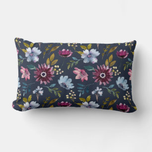 Boho trendy Blume Muster Marineblau elegant Lendenkissen
