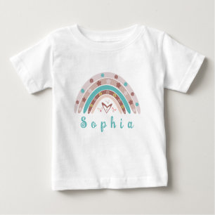 Boho Trendy Rainbow mit Personalisiertem Namen Baby T-shirt