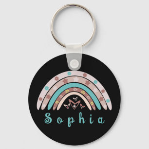 Boho Trendy Rainbow mit Personalisiertem Namen Schlüsselanhänger