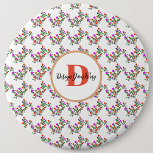 Boho trendy Retro niedliche Vintage Blumenschrift Button