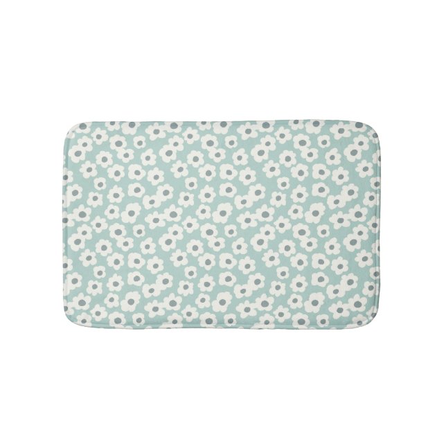 Boho Trendy Sage Green White Gray Floral Badematte (Vorderseite)