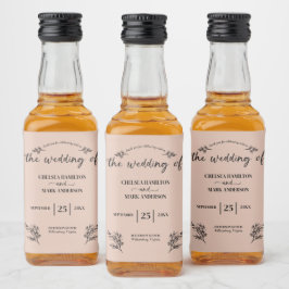 Boho Trendy Script Wedding Alkoholflaschenetikett