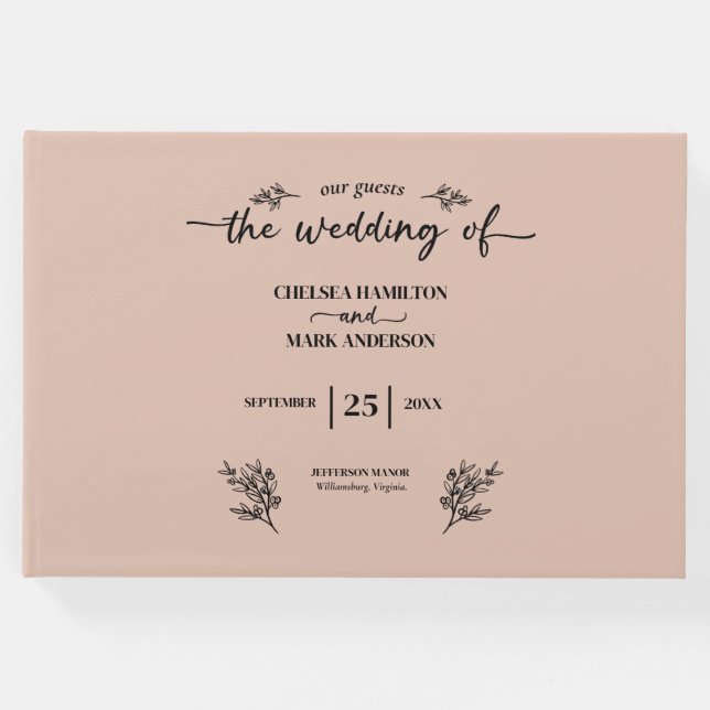 Boho Trendy Script Wedding Gästebuch (Vorderseite)