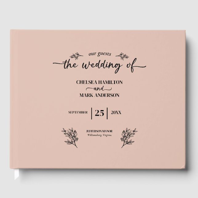 Boho Trendy Script Wedding Gästebuch (Vorderseite)