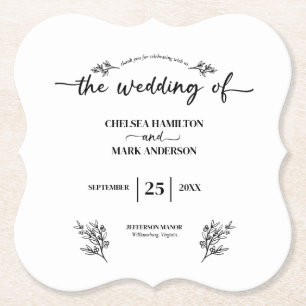 Boho Trendy Script Wedding Untersetzer