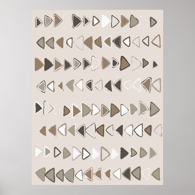 Boho Triangle Brown Taupe Ivory Poster (Vorne)