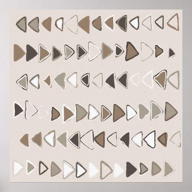 Boho Triangle Brown Taupe Ivory Poster (Vorne)