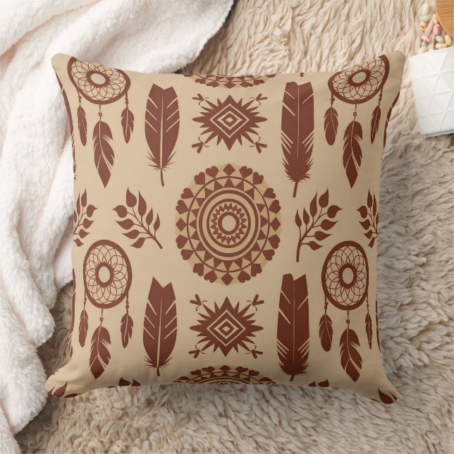 Boho Tribal Abstrakt Pattern | Earthy Geometric Kissen (Decke)