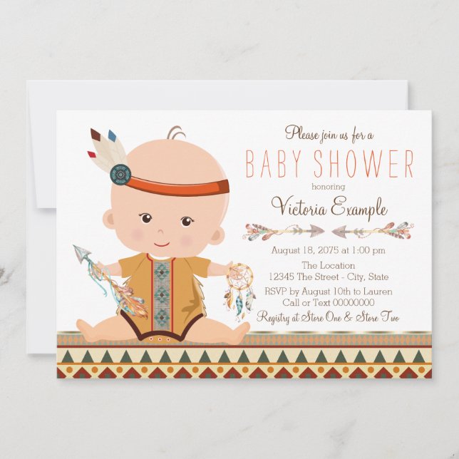 Boho Tribal Baby Shower Einladung (Vorderseite)