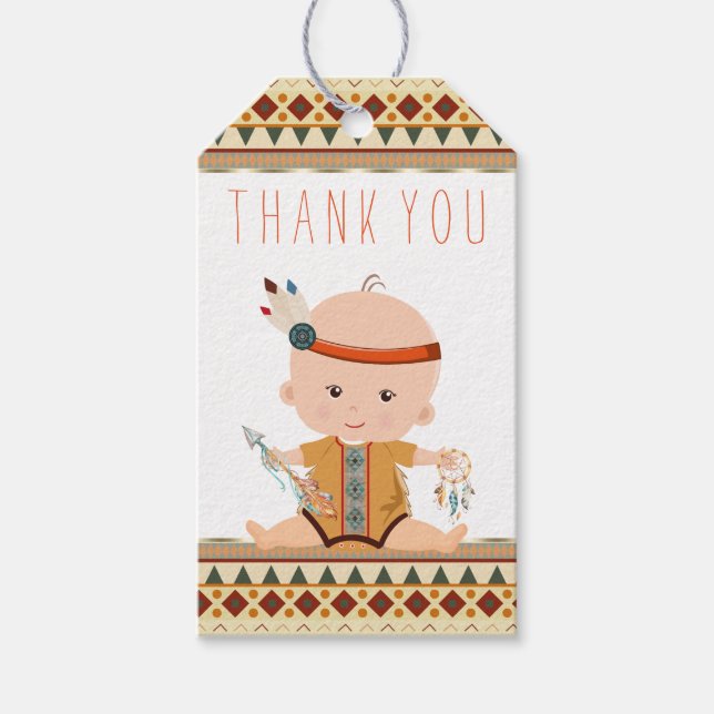 Boho Tribal Baby Shower Geschenktasten Geschenkanhänger (Vorderseite)