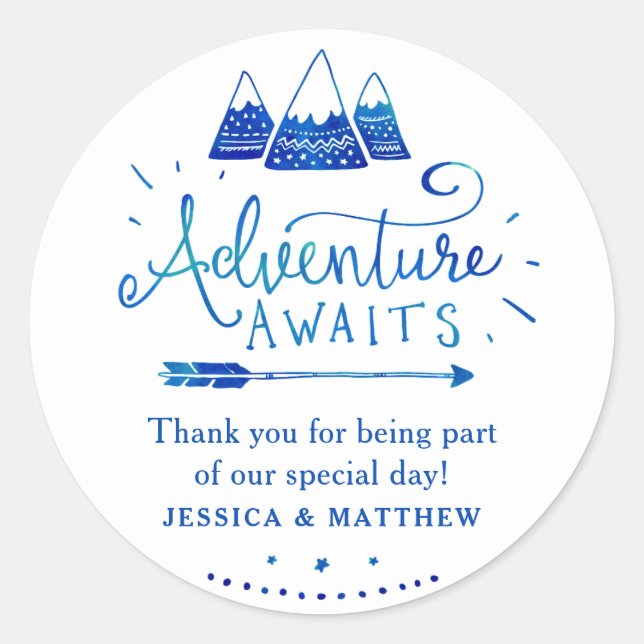 Boho Tribal Blue Adventure Baby Shower Stickers (Vorderseite)