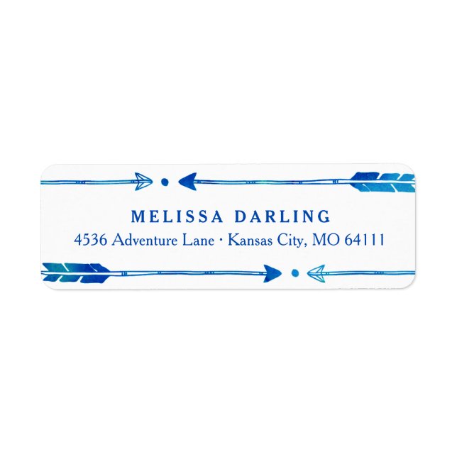 Boho Tribal Blue & Aquamarin Arrow Address Labels (Vorne)