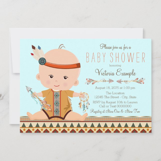 Boho Tribal Boy Baby Shower Einladung (Vorderseite)