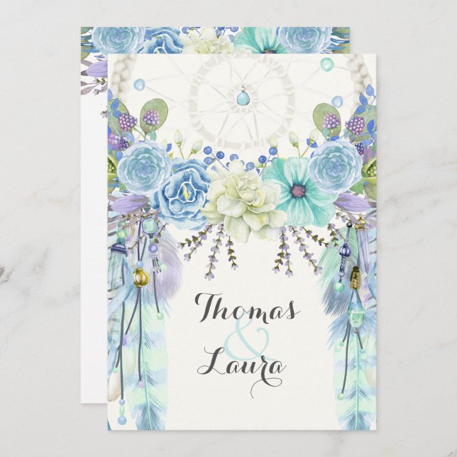 Boho Tribal Dream Catcher Wasserfarbe Türkisch Einladung (Vorne/Hinten)