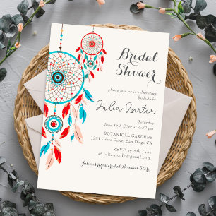 Boho-Tribal-Feather-Dreamcatcher-Braut-Shower Einladung