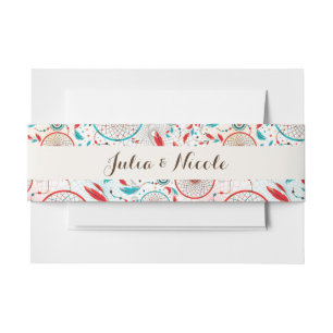 Boho Tribal feather Dreamcatcher Wedding Einladungsbanderole