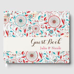 Boho Tribal feather Dreamcatcher Wedding Gästebuch