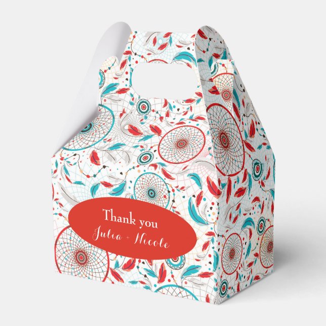 Boho Tribal feather Dreamcatcher Wedding Geschenkschachtel (Vorderseite)