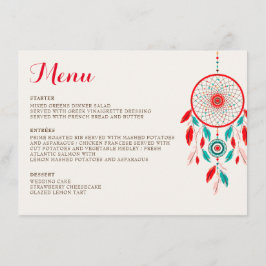 Boho Tribal feather Dreamcatcher Wedding Menükarte