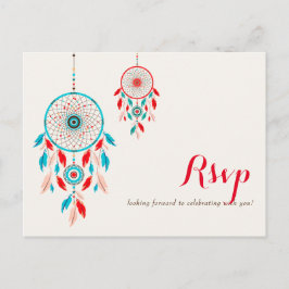 Boho Tribal feather Dreamcatcher Wedding Postkarte