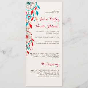 Boho Tribal feather Dreamcatcher Wedding Programm
