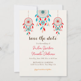 Boho Tribal feather Dreamcatcher Wedding Save The Date