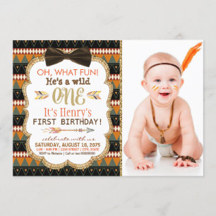 Boho Tribal First Birthday Party Einladung