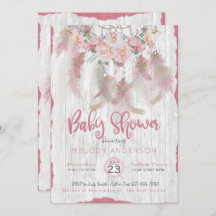 BOHO Tribal Floral Dream Catcher Pink Baby Dusche