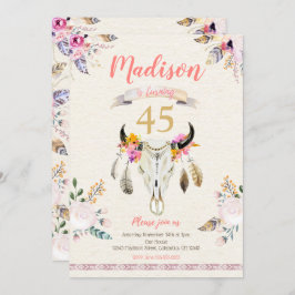 Boho Tribal Floral Skull Geburtstag Einladung