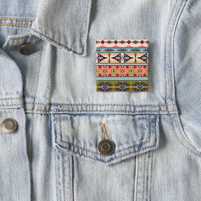Boho Tribal Geometric Muster Südwestaztec Button (Von Creator hochgeladen)